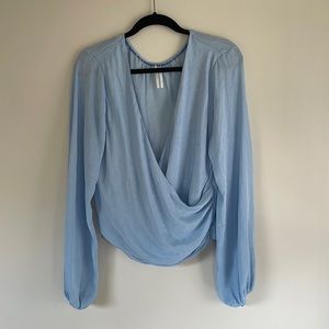 Anthropologie blue wrap top